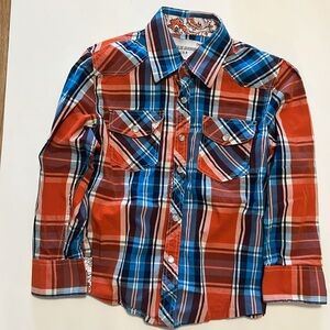 Ace of diamond USA, boys plaid pearl snap button down